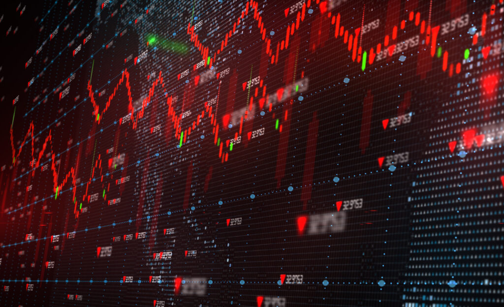 Global,Stock,Market,Down,Turn,Into,A,Negative,Growth,Recession